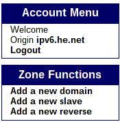 Administración de DNS en dns.he.net - Menú de acciones