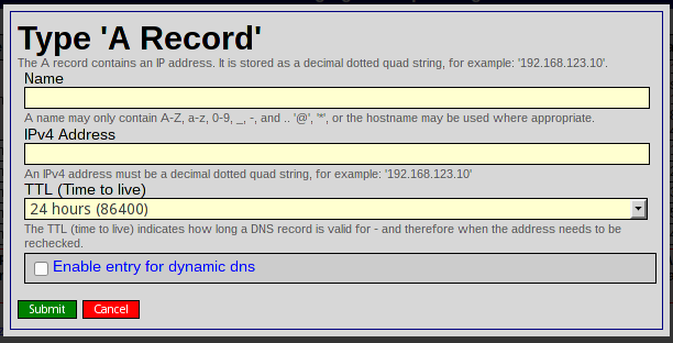 Administración de DNS en dns.he.net - Creando un registro A